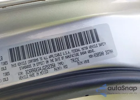 2018 Ram 1500 Tradesman 4X2 5'7 Box from USA, damaged, VIN 3C6RR6KG4JG252350